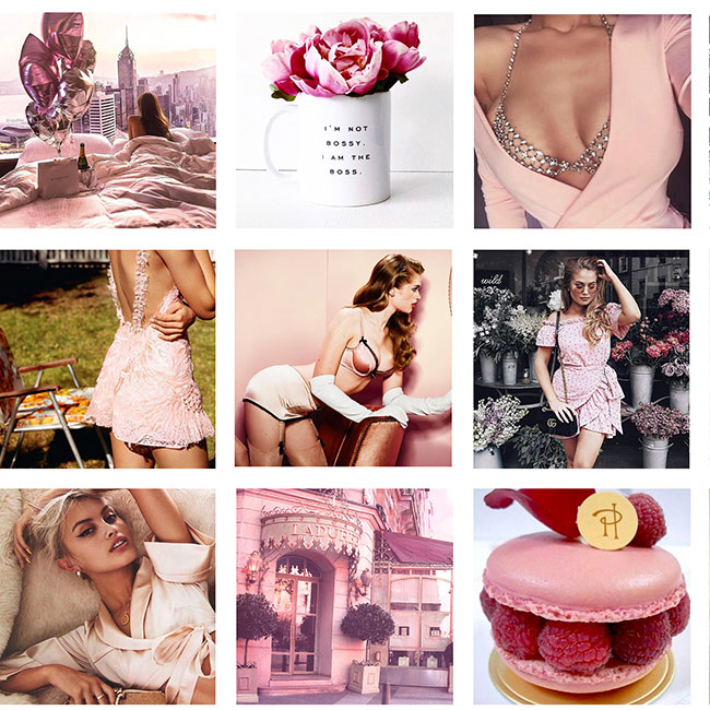 Design of a pink themed Instagram feed