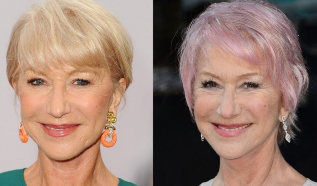 Is Helen Mirren’s Hair your cup of tea? source: Sixty and Me for breast cancer charity