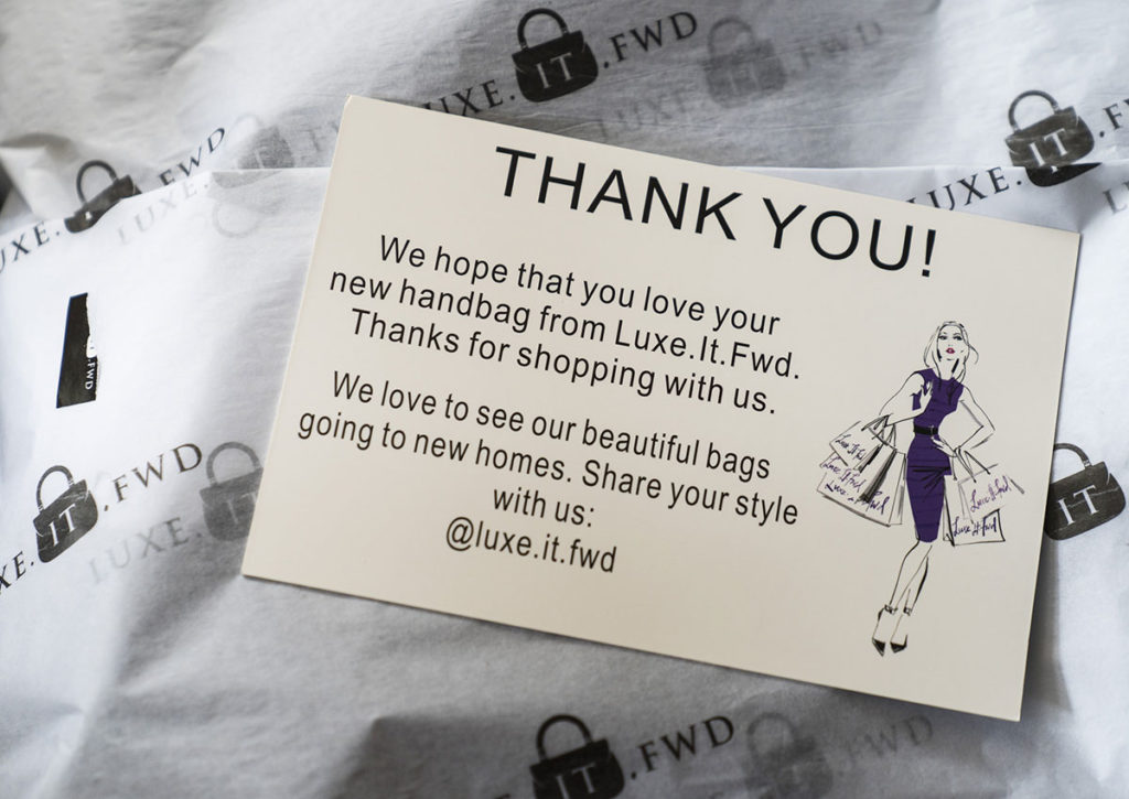 thank you card – it's those little touches of luxury.