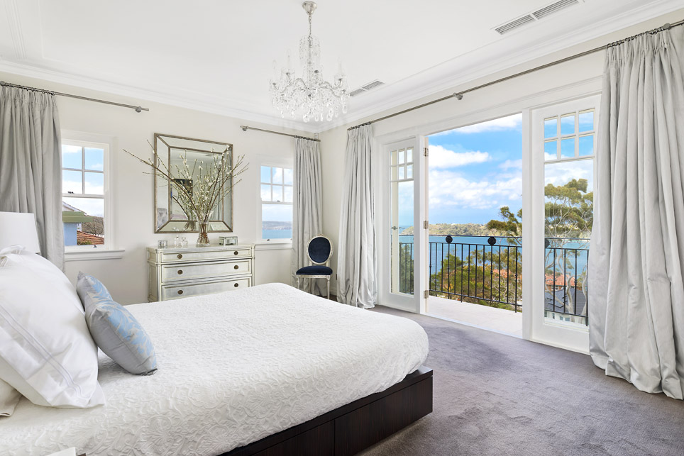 one of the beautiful bedrooms at 9 Stanton Road Mosman