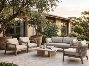 Firefly Gemini Flash Photorealistic editorial photograph of a beautifully designed contemporary patio for 71583